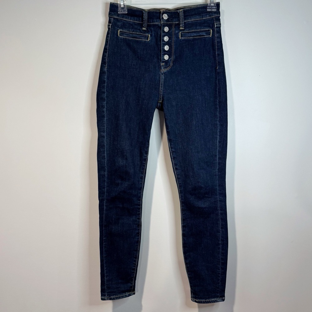 7 For All Mankind High Waist Ankle Skinny Jean Button Fly High Rise Size 25